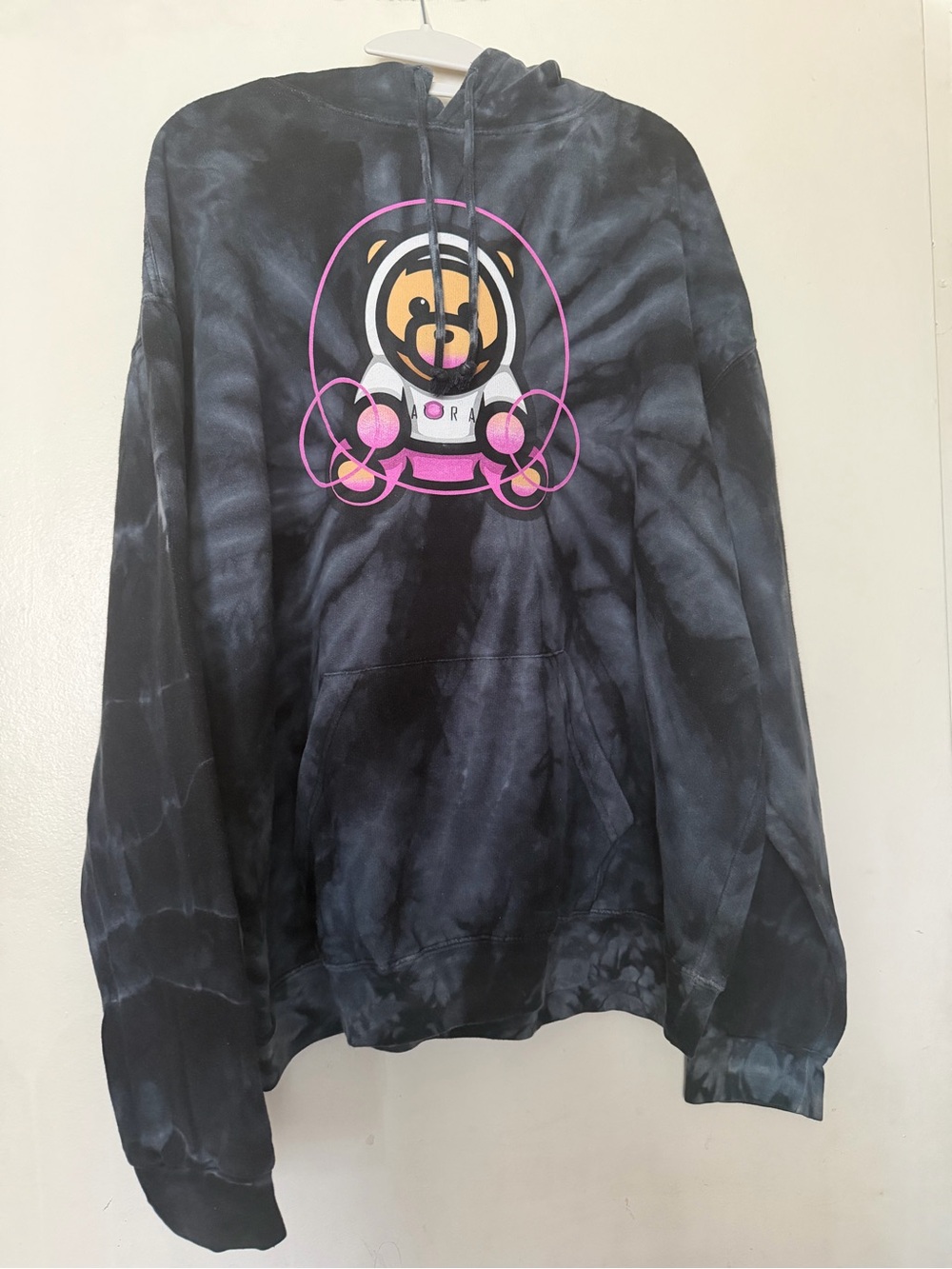 OSUNA Astronaut Bear Black Tie-Dye Hoodie Size Large